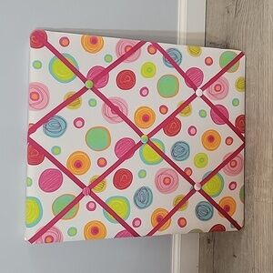 Colorful Fuchshia pink blue orange photo board girls bedroom wall decor